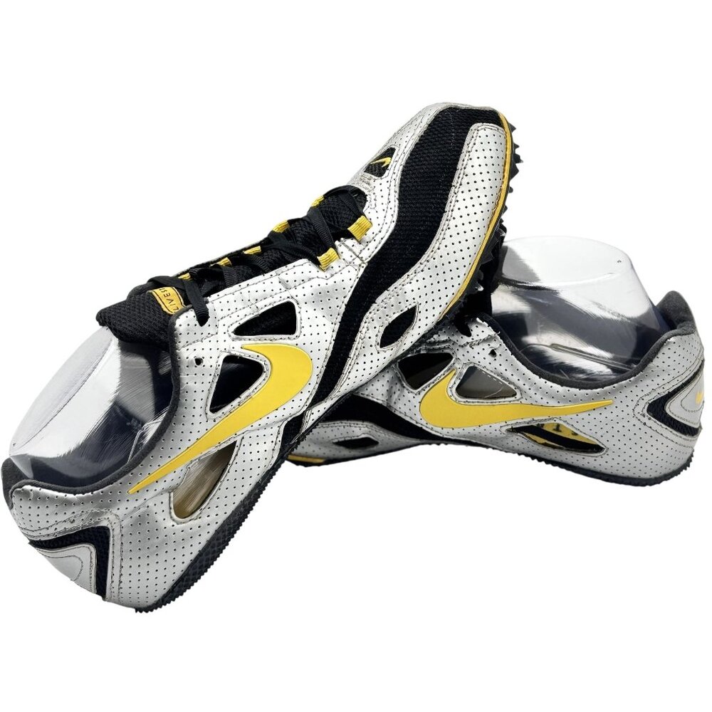 Nike Livestrong Mens Shoes Size 12 Silver Yellow Black Track Field Sprint Spikes